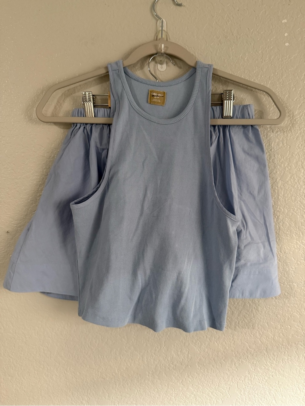 Free People Light Blue Milani Set Top and Skirt NEW